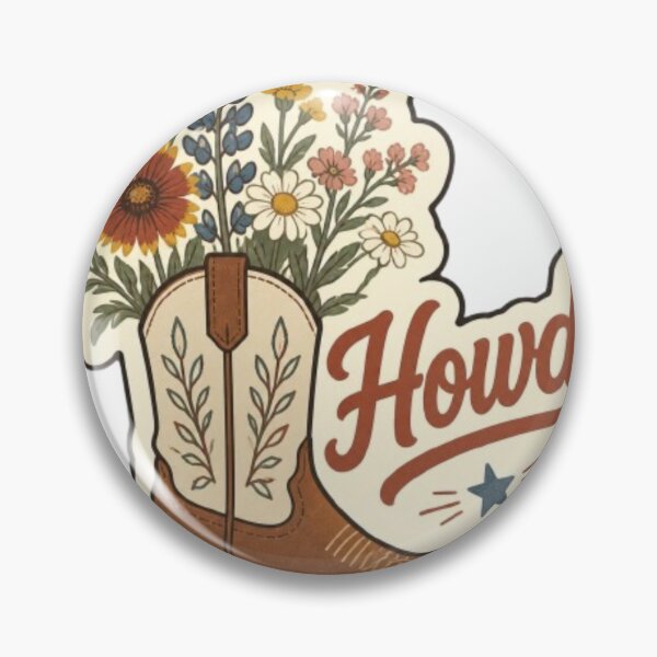 Item preview, Retro Western Howdy Cowboy Boot with Wildflowers designed and sold by PrintWavePro.