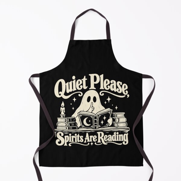 Aperçu de l'œuvre Quiet Please Spirits Are Reading Haunted Library Humor créée et vendue par DreamLayerStudio.