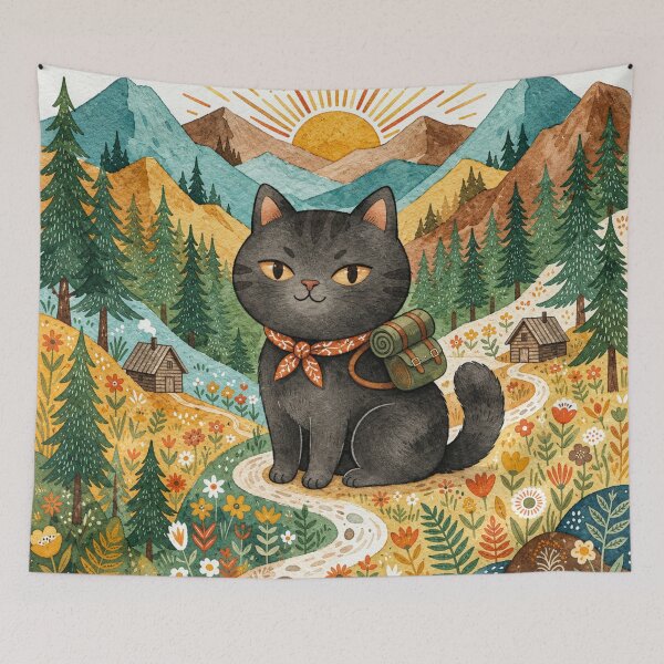 Item preview, Vintage Hiking Cat Mountain Adventure designed and sold by Iampoji.