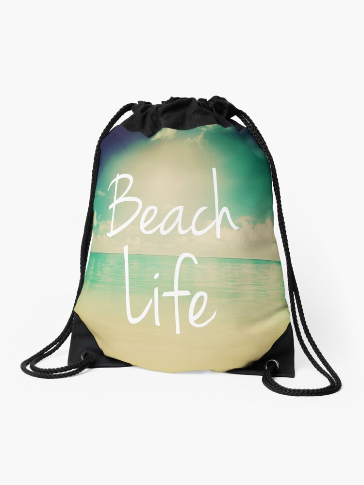 Thumbnail 1 of 3, Drawstring Bag, Beach Life designed and sold by hipsterapparel.