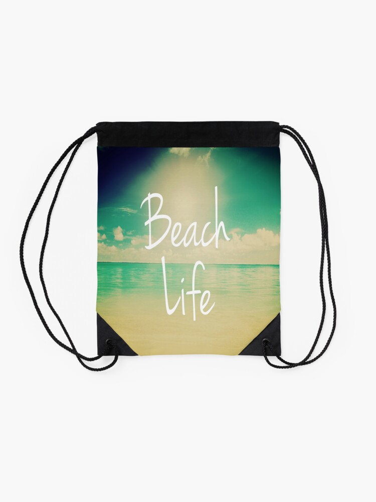 Thumbnail 2 of 3, Drawstring Bag, Beach Life designed and sold by hipsterapparel.