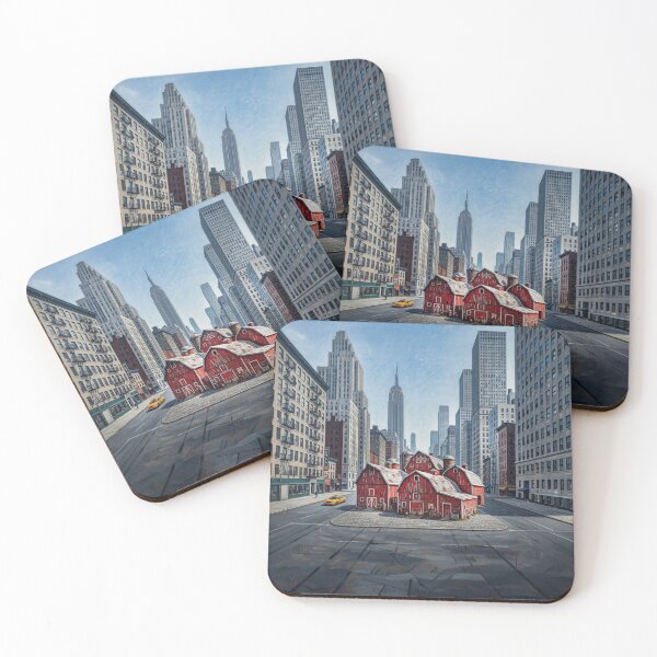 Item preview, Red Barns Middle Of NYC Realism Art designed and sold by Home Decor Art.