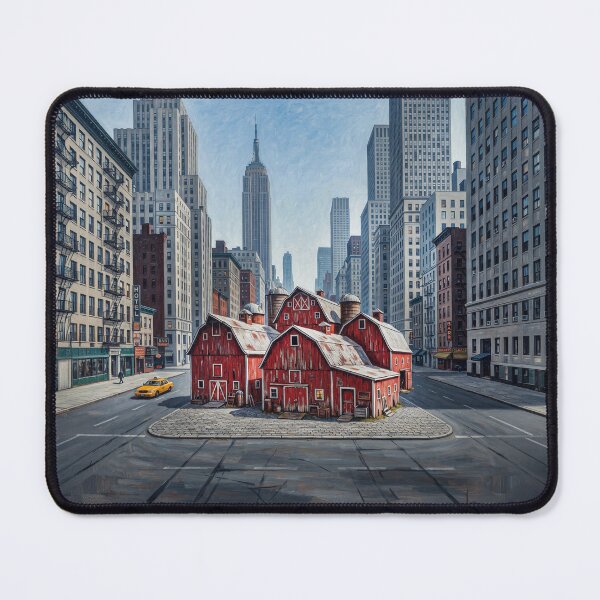 Item preview, Red Barns Middle Of NYC Realism Art designed and sold by Home Decor Art.