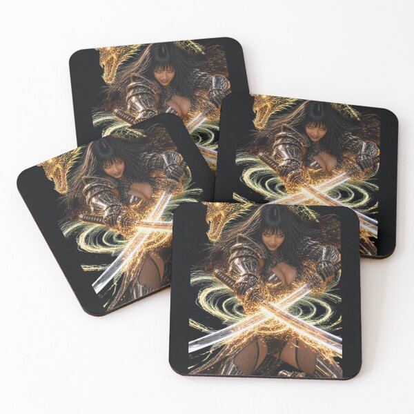 Item preview, Cyber Samurai Girl in Gold Dragon Kimono tir 5 designed and sold by EvolutionMerch.