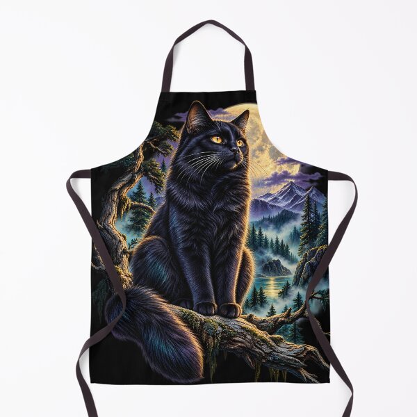 Item preview, Black Cat Under Moonlight – Mystic Forest Art designed and sold by RkskArt.