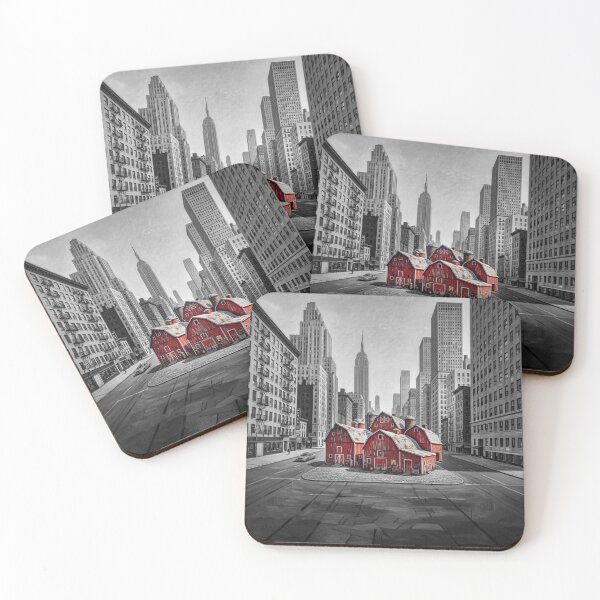 Item preview, Red Barns Middle Of NYC Realism Art designed and sold by Home Decor Art.