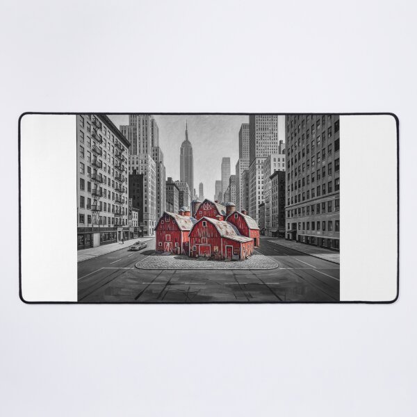 Item preview, Red Barns Middle Of NYC Realism Art designed and sold by Home Decor Art.