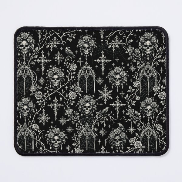 Item preview, Raven Skull & Cathedral Arch Dark Monochrome Pattern designed and sold by cabuks.