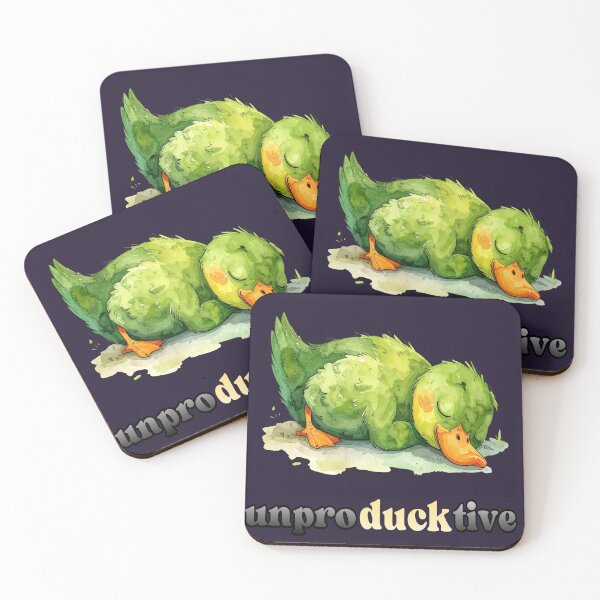 Item preview, Duck mode: Unproductive, sleeping green duck designed and sold by LiskoDesign.