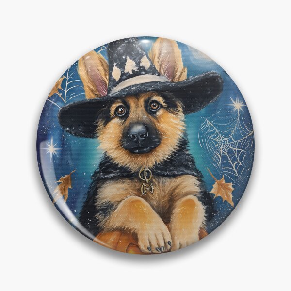 Item preview, German Shepherd Halloween Puppy Wall Art – Witch Hat & Pumpkin Dog Decor designed and sold by elisarasada.
