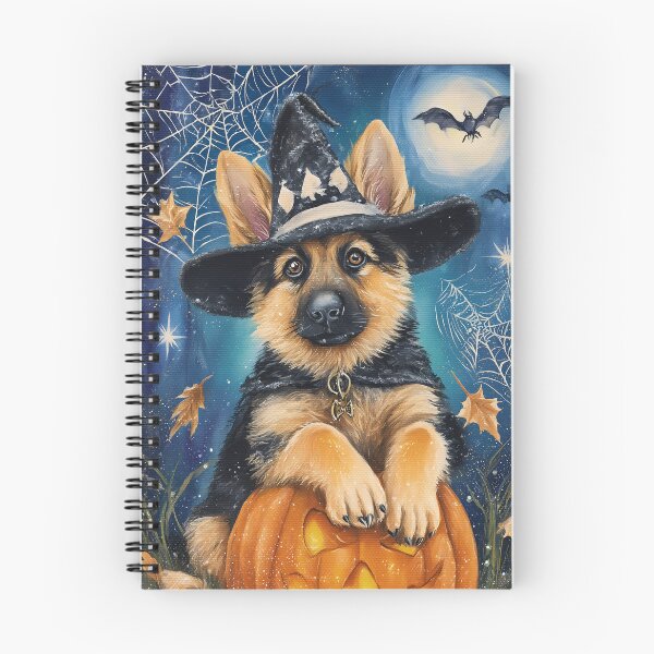 Item preview, German Shepherd Halloween Puppy Wall Art – Witch Hat & Pumpkin Dog Decor designed and sold by elisarasada.