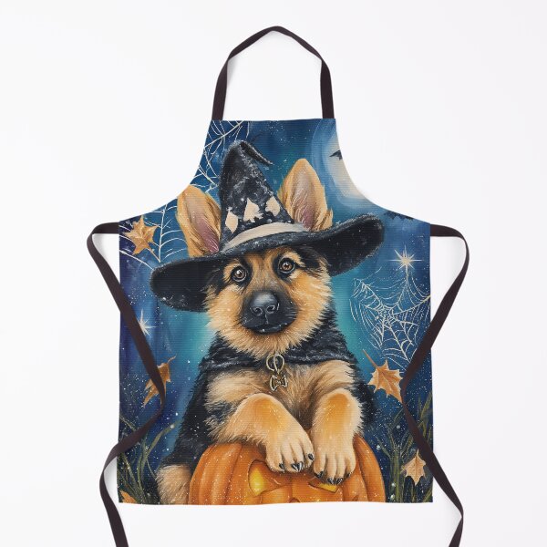 Item preview, German Shepherd Halloween Puppy Wall Art – Witch Hat & Pumpkin Dog Decor designed and sold by elisarasada.