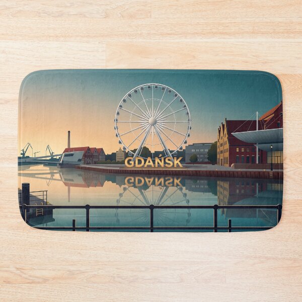 Item preview, Gdansk Waterfront Sunrise and Ferris Wheel Illustration designed and sold by ArtworkNorth.