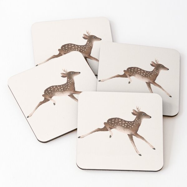 Item preview, Running spotted deer in dynamic mid-air leap designed and sold by Grin Katalina Floral Patterns & Cozy Art.