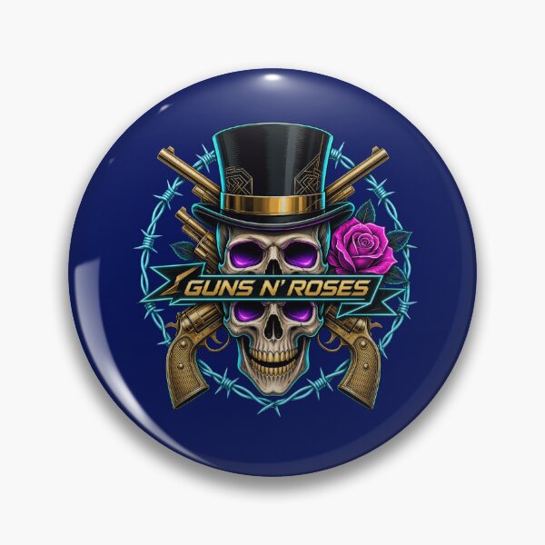 Artikelvorschau, Rock-and-Roll-Totenkopf, Zylinder, gekreuzte Gitarren, Vintage-Metall entworfen und verkauft von alvaspencer.