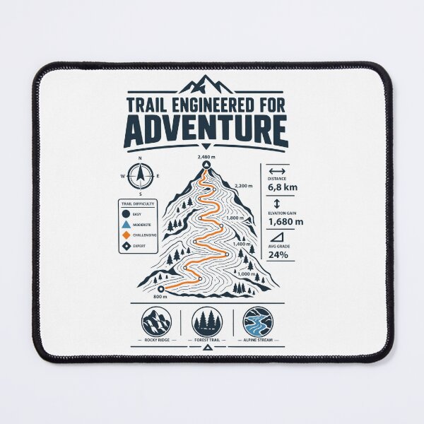 Item preview, Trail Engineered for Adventure Hiking Mountain Elevation Route Outdoor T-Shirt designed and sold by Design-Pro-21.