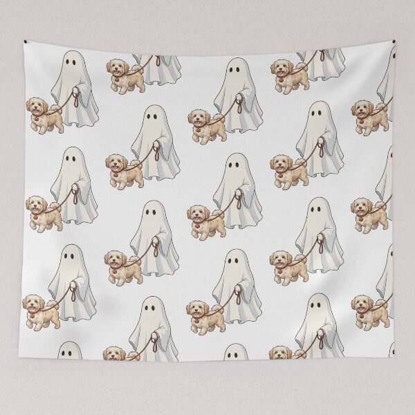 Item preview, Spooky Ghost Walking Havanese Dog Lover Halloween Illustration Art designed and sold by raedattia.