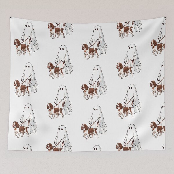 Item preview, Spooky Ghost Walking English Springer Spaniel Halloween Dog Lover Art designed and sold by raedattia.