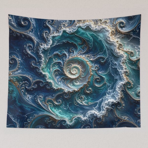 Item preview, Swirling Blue Ocean Vortex Fractal designed and sold by Sybille-Yates.