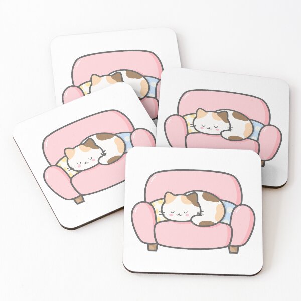Item preview, Cute Sleeping Calico Cat on Armchair with Cushions designed and sold by nuchz.