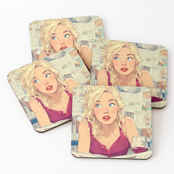 Item preview, Blonde Girl at the Bistro - Vintage Comic Art designed and sold by Banal25.
