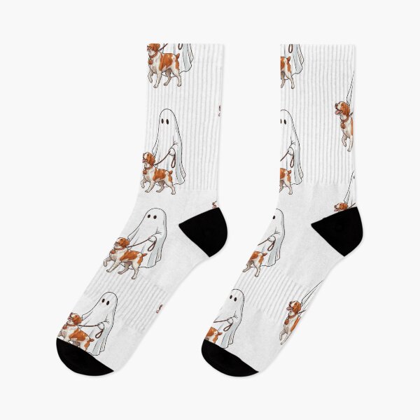 Item preview, Spooky Ghost Walking Brittany Spaniel Halloween Dog Lover Illustration designed and sold by raedattia.