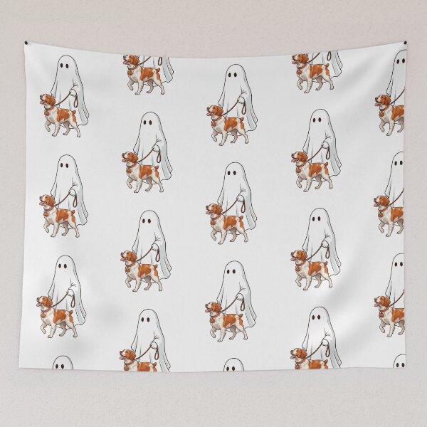 Item preview, Spooky Ghost Walking Brittany Spaniel Halloween Dog Lover Illustration designed and sold by raedattia.
