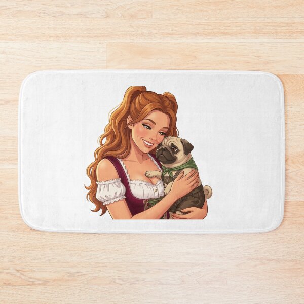Item preview, Pug love in a dirndl & lederhosen designed and sold by Angel & Mortimer .