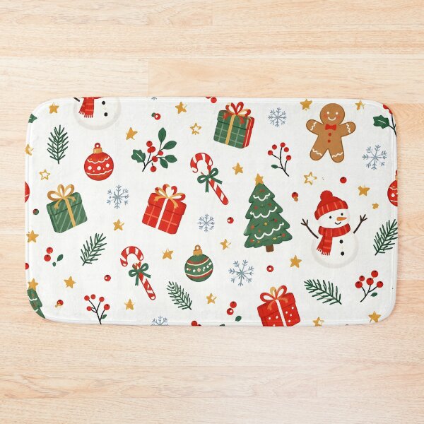 Item preview, Christmas seamless pattern with snowmen, gingerbread men and gifts designed and sold by DoveArtDesigns.