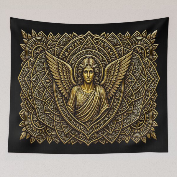 Item preview, Majestic Golden Guardian Angel Elegant Baroque Divine Gold Art designed and sold by Breezes-of-Ida.