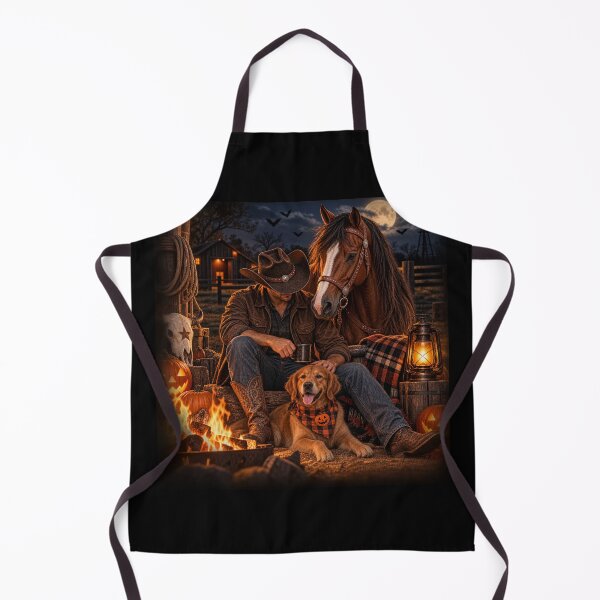 Item preview, Cowboy Campfire – Horse & Dog Halloween Night designed and sold by QuarterHorseArt by Just my Studio.
