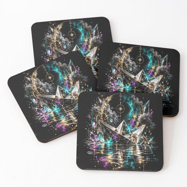Item preview, Celestial Paper Boats - Surreal Cosmic Voyage designed and sold by Personiq Kaleido.