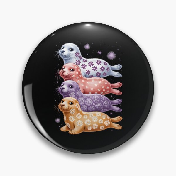 Item preview, Cute Stacked Seals – Kawaii Floral Ocean Animals Art designed and sold by jkrphoto.