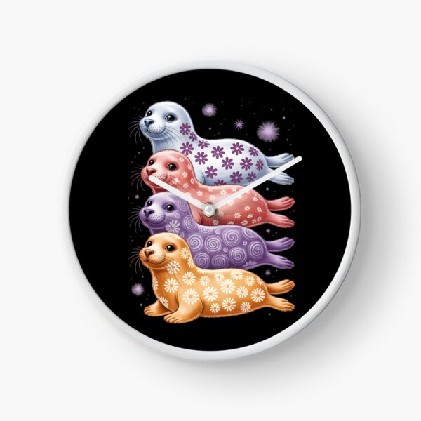 Item preview, Lindas focas apiladas – Arte kawaii de animales marinos con flores designed and sold by jkrphoto.