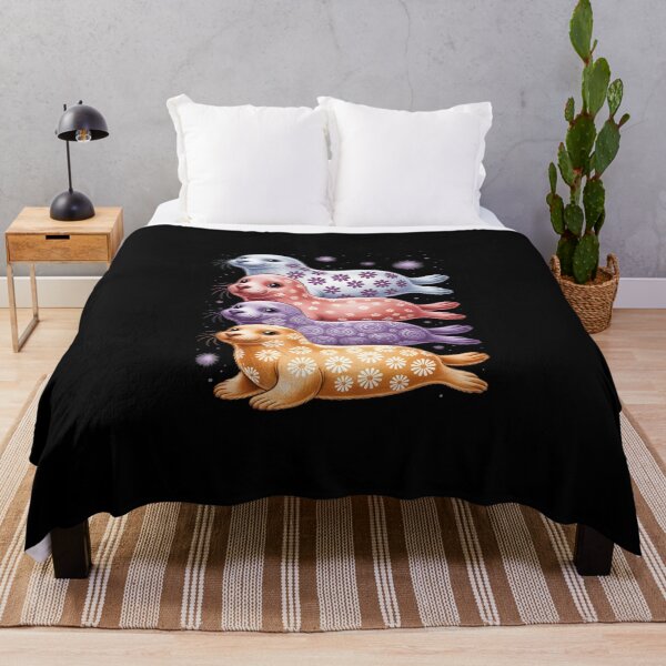 Item preview, Lindas focas apiladas – Arte kawaii de animales marinos con flores designed and sold by jkrphoto.