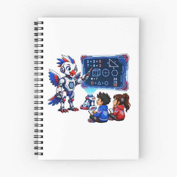 Item preview, "AI Robot Teaching Math to Kids: Futuristic STEM Education & Hologram Classroom Vector Illustration" designed and sold by Nubian Style.
