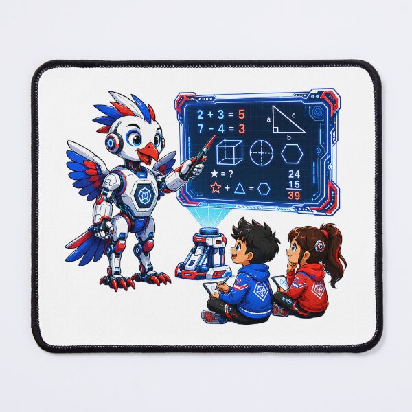 Item preview, "AI Robot Teaching Math to Kids: Futuristic STEM Education & Hologram Classroom Vector Illustration" designed and sold by Nubian Style.