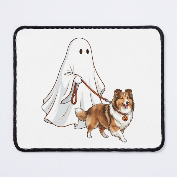 Item preview, Spooky Ghost Walking Shetland Sheepdog Sheltie Halloween Dog Lover Art designed and sold by raedattia.