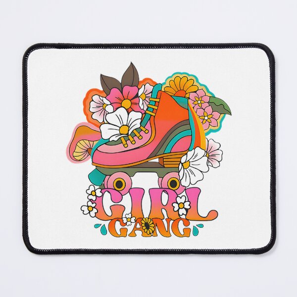 Item preview, Retro Floral Roller Skate Design Featuring Girl Gang Vibes designed and sold by bombii.