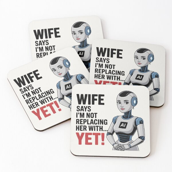 Item preview, Wife Says I’m Not Replacing Her with AI... Yet – Funny AI Marriage Humor designed and sold by Jollys-ArtShop.