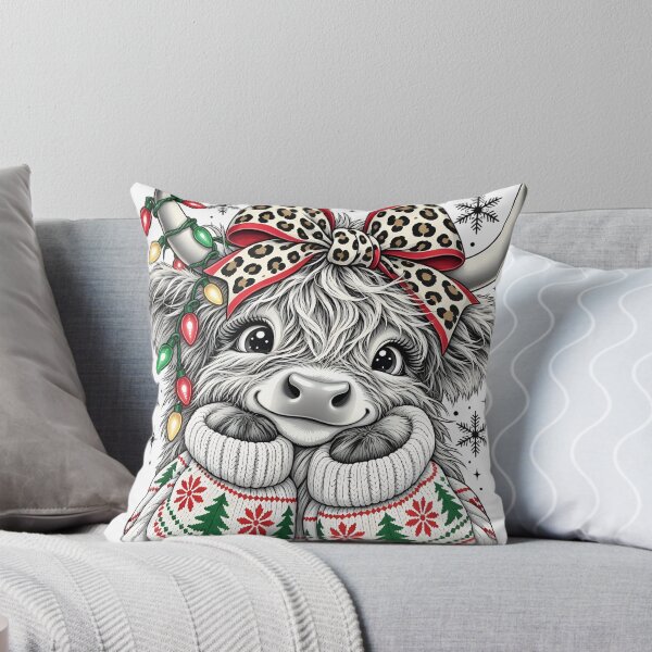 Item preview, Christmas Highland Cow Cute Cow in Christmas Sweater and Bow designed and sold by HUTEND.