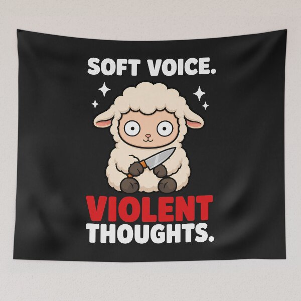 Item preview, Soft Voice Violent Thoughts Cute Sheep Dark Humor  designed and sold by Emmatshirt1.