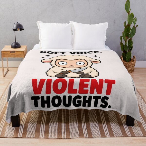 Item preview, Soft Voice Violent Thoughts Cute Sheep Dark Humor designed and sold by Emmatshirt1.
