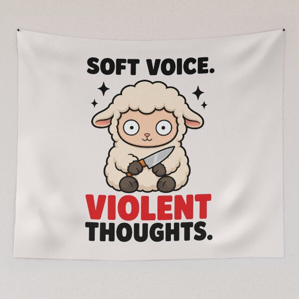 Item preview, Soft Voice Violent Thoughts Cute Sheep Dark Humor  designed and sold by Emmatshirt1.