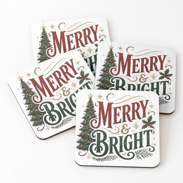 Item preview, Vintage Merry and Bright Christmas design with a classic Christmas tree and festive holiday lettering for christmas lovers christmas gifts designed and sold by Elhshop ⭐⭐⭐⭐⭐.