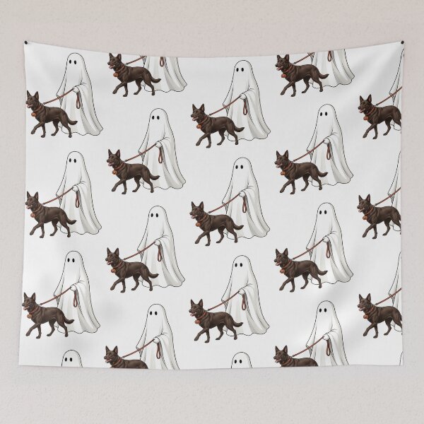 Item preview, Spooky Ghost Walking Black German Shepherd Halloween Dog Lover Art designed and sold by raedattia.