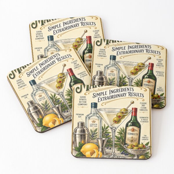 Item preview, Martini Society – Vintage Cocktail Bar Wall Art designed and sold by FairDinkumThreads.
