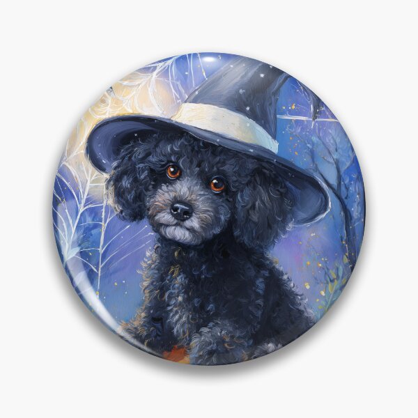 Item preview,  Halloween Black Poodle Puppy with Pumpkin – Witch Hat Spooky Dog Art designed and sold by elisarasada.