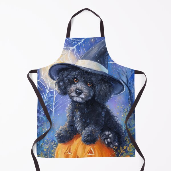 Item preview, Halloween Black Poodle Puppy with Pumpkin – Witch Hat Spooky Dog Art designed and sold by elisarasada.