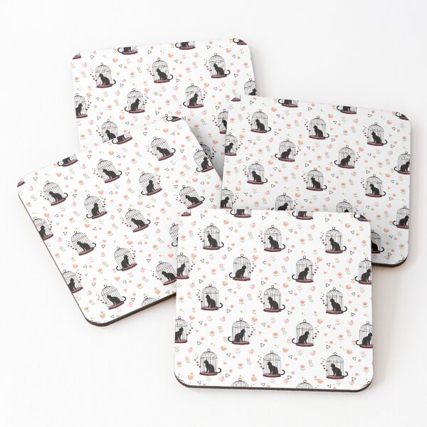 Item preview, Black Cat in Birdcage Seamless Pattern designed and sold by prapapon.